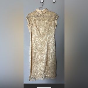 Gold Chinese Chi Pao dress . High quality ! Bust can fit someone up  around 34b